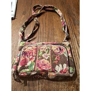 Vera Bradley Quilted Floral Purse Bag Brown Green Orange Pink Fixer Upper READ